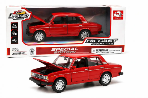 Модель DieCast Replica ВАЗ 2106 Красная свет, звук, металл, инерционная 14см  611A, 16445 фото 2