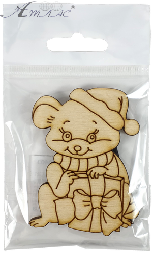 Фігурка фанерна - Мишеня № 21 з подарунком у ковпаку 53 х 71 мм з магнітом AS-4845, В-0403 фото 2 Фігурка фанерна - Мишеня № 21 з подарунком у ковпаку 53 х 71 мм з магнітом AS-4845, В-0403 фото 2