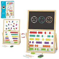 Іграшка Дерев'яна Дошка Вчимося рахувати 2у-стороння мольберт + рахівнички  2180-1