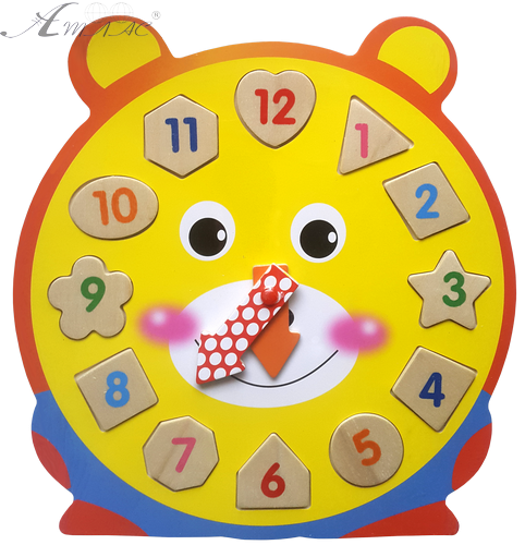 Игрушка Часы деревянные обучающие с пазлами МИКС Е244, Е245 фото 2