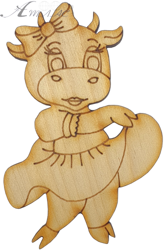 Фигурка фанерная - Корова или Бык № 2 Девочка в юбочке 5 х 7,5 см + магнит AS-4515 Фигурка фанерная - Корова или Бык № 2 Девочка в юбочке 5 х 7,5 см + магнит AS-4515