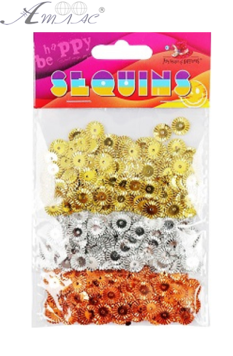 Паєтки Круглі 10 мм 3в1 кольорові 15 грам 160389