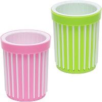 Стакан для ручек двойной круглый 8*10см пластик  07588