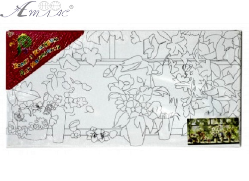 Холст с контуром Петунии в вазочках на подрамнике 20 х 40 см 951000 Холст с контуром Петунии в вазочках на подрамнике 20 х 40 см 951000