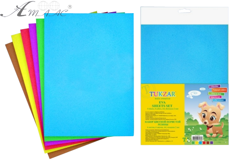 Фоамиран Набор цветная пористая резина А4 6 цветов, 2 мм Tz-10107 Фоамиран Набор цветная пористая резина А4 6 цветов, 2 мм Tz-10107