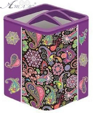 Стакан для ручок Zibi 3 комірки, металічний, рожевий ZB.3103-10