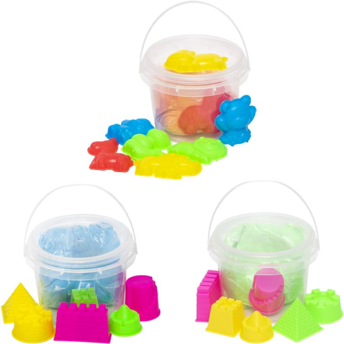 Песок Кинетический в ведре + 5 пасочек цвета микс 300гр 88817 Песок Кинетический в ведре + 5 пасочек цвета микс 300гр 88817