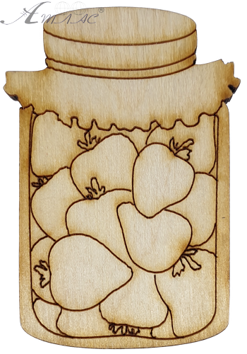 Фигурка фанерная - Банка с клубникой или вишней 6 см AS-4609, В-0157 Фигурка фанерная - Банка с клубникой или вишней 6 см AS-4609, В-0157