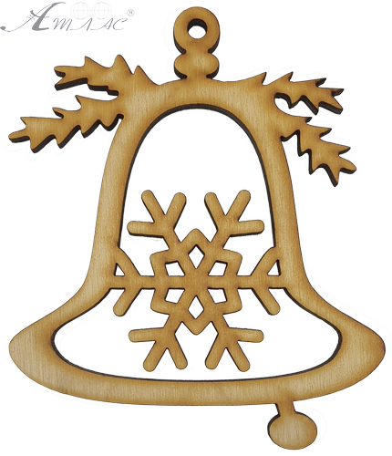 Фигурка фанерная - Колокольчик со снежинкой 8,5 х 9,5 см AS-4658, В-0257 Фигурка фанерная - Колокольчик со снежинкой 8,5 х 9,5 см AS-4658, В-0257