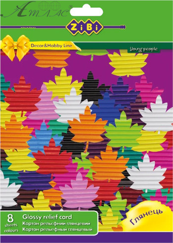 Картон цветной набор А4 8 цветов 8 л Zibi Гофра Глянец 1971 Картон цветной набор А4 8 цветов 8 л Zibi Гофра Глянец 1971