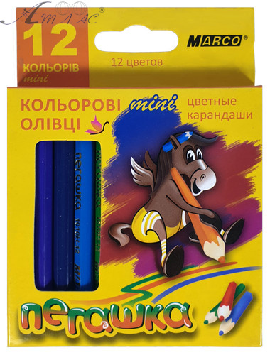 Карандаши цветные Marco Пегашка 12 цветов Короткие шестигранные 1010H-12СВ Карандаши цветные Marco Пегашка 12 цветов Короткие шестигранные 1010H-12СВ