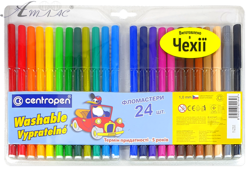 Фломастери Centropen 24 кольорів Washable 1,8 мм відпирається 7790/24 Фломастери Centropen 24 кольорів Washable 1,8 мм відпирається 7790/24