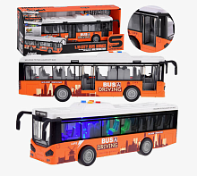 Игрушка Автобус Оранжевый двери открываются+свет+звук 26 см  JS120A