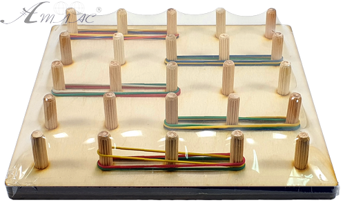 Геоборд или Планшет Математический 20 х 20см - 25 деревянных стоек + 15 резинок AS-7126 фото 2