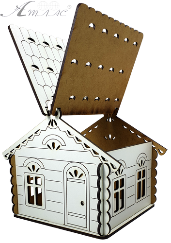 Будинок № 2 скринька з дахом, що відкривається, з МДФ 14 х 13 х 14 см AS-6238, М-2075 фото 3 Будинок № 2 скринька з дахом, що відкривається, з МДФ 14 х 13 х 14 см AS-6238, М-2075 фото 3
