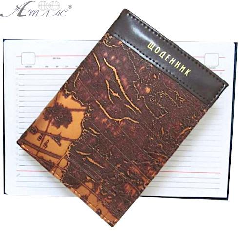 Ежедневник недатированный А6 JO кожзаменитель, рельефная коричневая карта, EA-1959-А6-F
