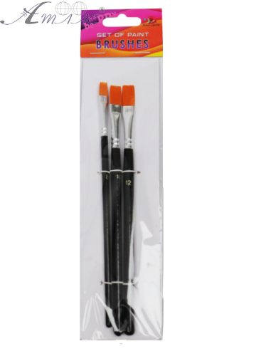 Кисть набор нейлон Фреш 3 шт плоские № 8, 10, 12 16225 Кисть набор нейлон Фреш 3 шт плоские № 8, 10, 12 16225