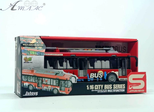 Іграшка Машинка City Bus Тролейбус зі світлом, двері відчиняються, 28 см JS121 фото 2 Іграшка Машинка City Bus Тролейбус зі світлом, двері відчиняються, 28 см JS121 фото 2