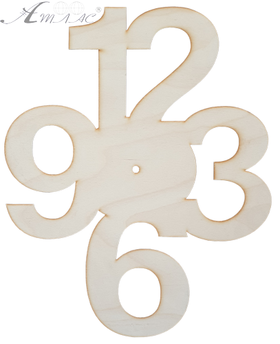 Основа для годинника з фанери 4 мм № 20 Чотири великі цифри 33 х 40 см AS-4569, В-0412