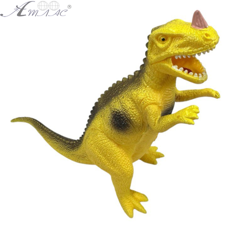 Іграшка силіконова антистрес, Динозавр жовтий з коричневою смугою 15см. 17258 Іграшка силіконова антистрес, Динозавр жовтий з коричневою смугою 15см. 17258