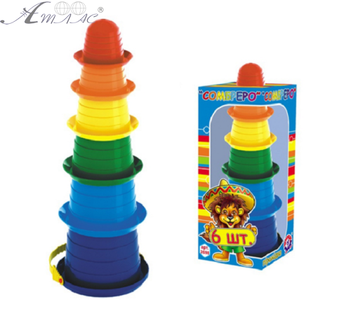 Іграшка Піраміда пластикова Самбреро 2 11 х 34 см з пасочок 2698 Іграшка Піраміда пластикова Самбреро 2 11 х 34 см з пасочок 2698