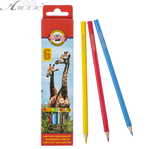 Олівці кольорові Koh-i-Noor Animals 6 кольорів 3551006008KS