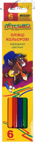 Карандаши цветные Marco Пегашка 6 цветов шестигранные 1010-6СВ Карандаши цветные Marco Пегашка 6 цветов шестигранные 1010-6СВ
