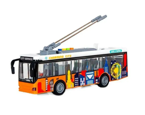 Игрушка Машинка City Bus Троллейбус свет звук двери открываются 28 см А1119-9 Игрушка Машинка City Bus Троллейбус свет звук двери открываются 28 см А1119-9
