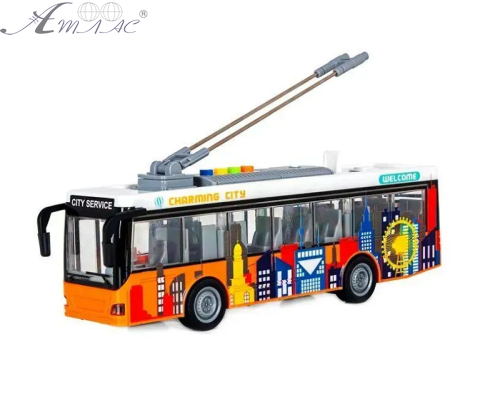Іграшка Машинка City Bus Тролейбус світло звук двері відчиняються 28 см А1119-9 Іграшка Машинка City Bus Тролейбус світло звук двері відчиняються 28 см А1119-9
