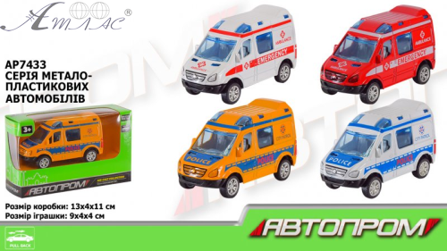 Машинка Автопром Поліція 9см Жовта метал  02276