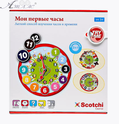Игрушка Scotchi Развивающая Мои первые часы на липучке  20028