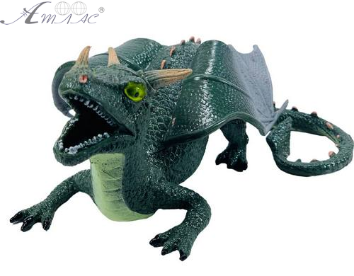 Іграшка Силіконова тягнучка Дракон великий Зелений темний 22 см  12533 фото 2