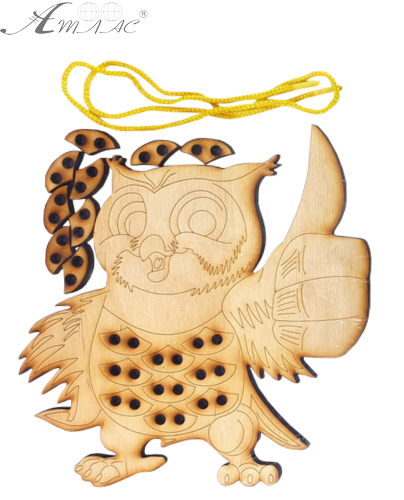 Игрушка развивающая Шнуровка Сова 18 х 19 см, с цветным шнурком 1 м AS-7132 фото 3 Игрушка развивающая Шнуровка Сова 18 х 19 см, с цветным шнурком 1 м AS-7132 фото 3