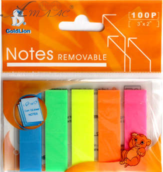 Стікери-закладинки 5 кольорів, 20 шт, 44 х 12 мм, Leader 121810