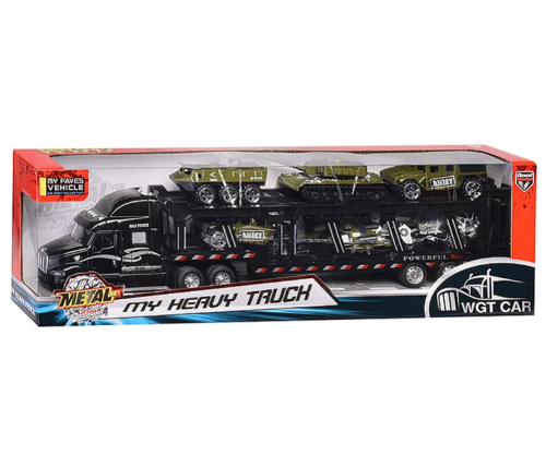 Игрушка Машинка Трейлер-Автовоз с военной техникой в коробке 2218-10G фото 2 Игрушка Машинка Трейлер-Автовоз с военной техникой в коробке 2218-10G фото 2