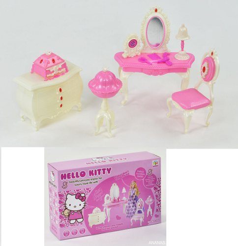 Игрушка Кукольная Мебель набор Hello Kitty Трюмо 901-320 / 321 фото 2 Игрушка Кукольная Мебель набор Hello Kitty Трюмо 901-320 / 321 фото 2