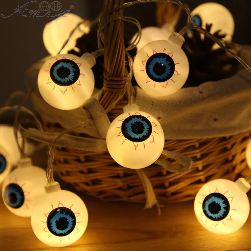 Игрушка прикол Гирлянда на Хэллоуин Глаза 150см 10шт d=4см Белый на батарейках 11199 фото 2 Игрушка прикол Гирлянда на Хэллоуин Глаза 150см 10шт d=4см Белый на батарейках 11199 фото 2