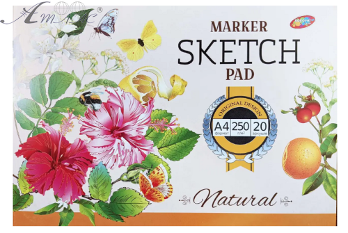 Альбом для малювання Скетчбук для маркерів клейової (квіти) А4 250 г/м 20 аркушів 16920 Альбом для малювання Скетчбук для маркерів клейової (квіти) А4 250 г/м 20 аркушів 16920