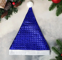 Шапка Деда Мороза Синяя с окантовкой 06088