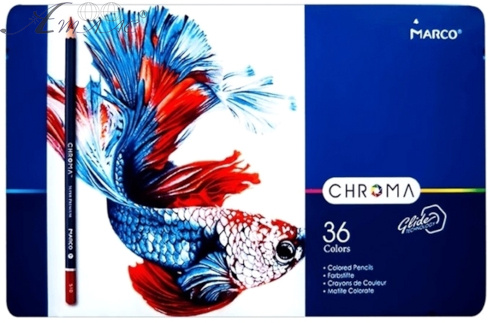 Карандаши цветные Marco Chroma 36 цветов, в металлическом пенале 8010-36TN Карандаши цветные Marco Chroma 36 цветов, в металлическом пенале 8010-36TN
