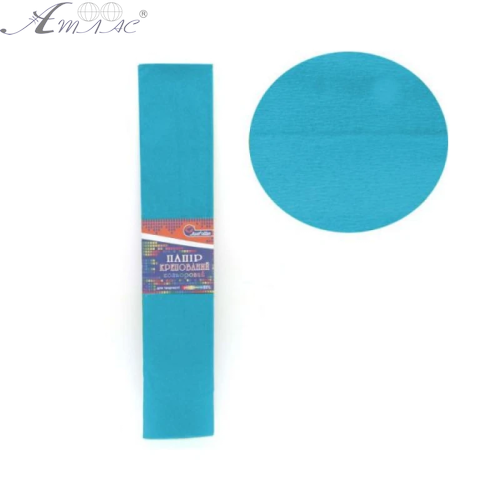 Папір гофрований Блакитний світлий 50х200см 55% ціна за 10шт  KR55-8032