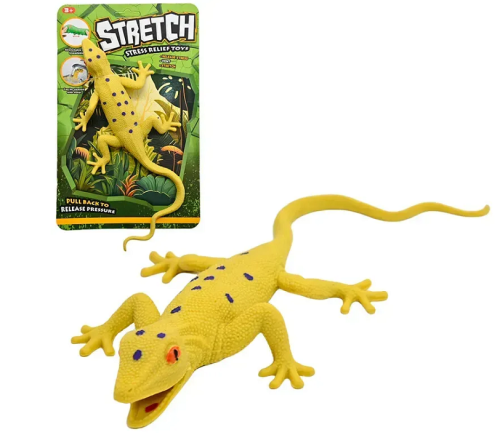 Игрушка Силиконовая тянучка Ящерица Большая Горчичная с синими пятнами пятнами 5050-30 фото 2 Игрушка Силиконовая тянучка Ящерица Большая Горчичная с синими пятнами пятнами 5050-30 фото 2