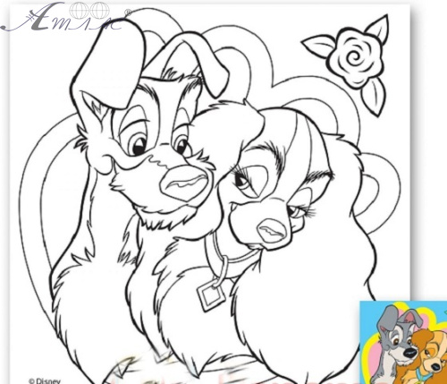 Холст с контуром Леди и Бродяга на подрамнике 25 х 25 см 950935 Холст с контуром Леди и Бродяга на подрамнике 25 х 25 см 950935