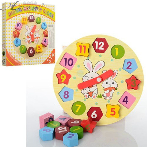Игрушка Часы деревянные 18,5 см сортер 0719 Игрушка Часы деревянные 18,5 см сортер 0719