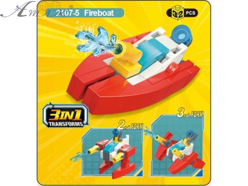 Конструктор Qman Пожарный катер 32 детали  2107-5