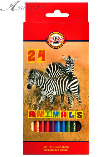 Карандаши цветные Koh-i-Noor Animals 24 цветов 3554024008KS Карандаши цветные Koh-i-Noor Animals 24 цветов 3554024008KS