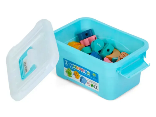 Игрушка Шнуровка деревянная Животные и Фрукты в пластиковом боксе MD0145 Игрушка Шнуровка деревянная Животные и Фрукты в пластиковом боксе MD0145