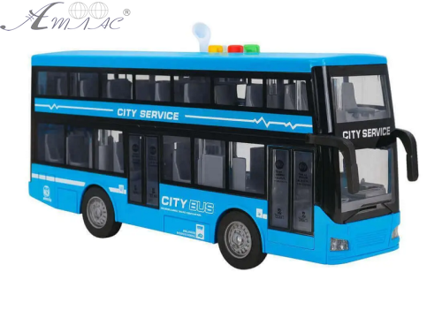 Іграшка Автобус CITY SERIES Синій 2х поверховий двері світло звук 28 см RJ5504 Іграшка Автобус CITY SERIES Синій 2х поверховий двері світло звук 28 см RJ5504