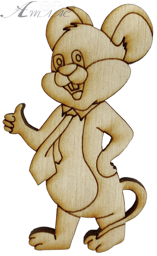 Фигурка фанерная - Мышонок № 7 в галстуке 46 х 77 мм с магнитом AS-4831, В-0389 Фигурка фанерная - Мышонок № 7 в галстуке 46 х 77 мм с магнитом AS-4831, В-0389