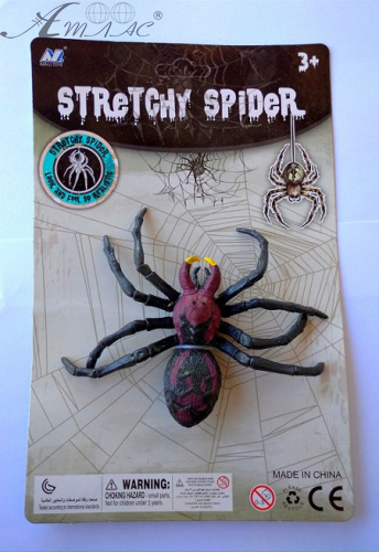 Іграшка Силіконова тягнучка Павук бузковий з чорним 9см 13497 Іграшка Силіконова тягнучка Павук бузковий з чорним 9см 13497